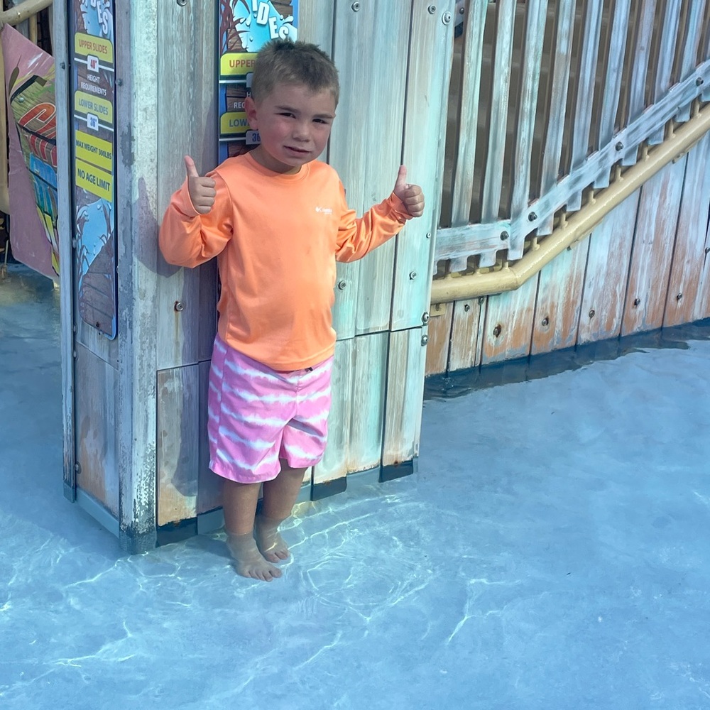 Crown & Ivy Pink and White Kids Swim Shorts
